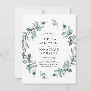 All in One QR Code Eucalyptus Greenery Wedding Invitation