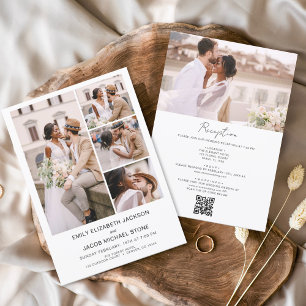 All In One  QR Code Minimalist Photo White Wedding Invitation