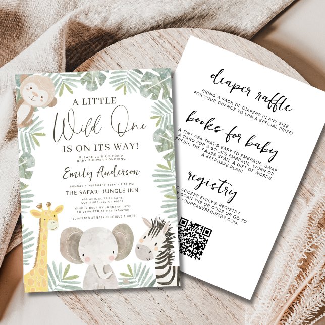 All in One QR Code Wild One Safari Baby Shower Invitation (Creator Uploaded)