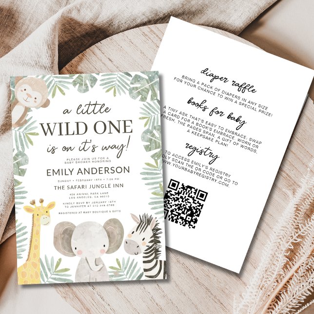 All in One QR Code Wild One Safari Baby Shower Invitation (Creator Uploaded)