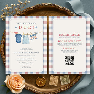 All in One Red White and Due American Baby Shower Invitation