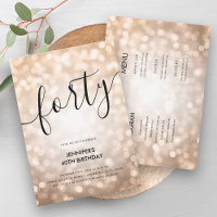 All In One Rose Gold Glitter Lights 40 Birthday