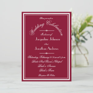 All In One RSVP Website Email Burgundy Wedding  Invitation