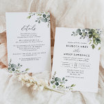 All In One Rustic Eucalyptus Greenery Wedding Invitation<br><div class="desc">This elegant collection features mixed watercolor greenery leaves paired with a classy serif & delicate sans font in black,  with space to add details on the back. Matching items available.</div>
