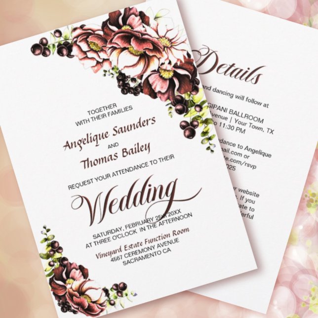 All In One Rustic Fall Floral Wedding Invitation (Creator Uploaded)