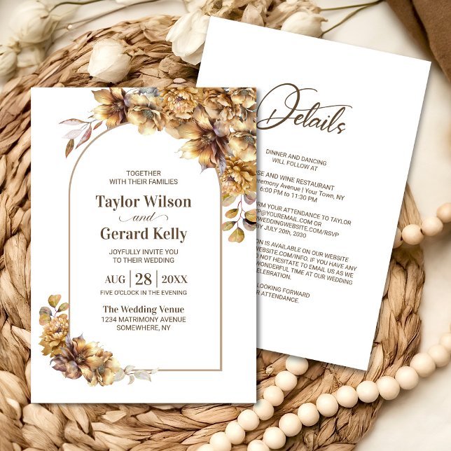 All In One Rustic Floral Arch Wedding Invitation (Creator Uploaded)