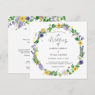 All in One   Rustic Watercolor Wildflower Wedding Invitation