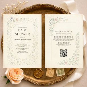 All in One Rustic Wildflower Boho Baby Shower Invitation