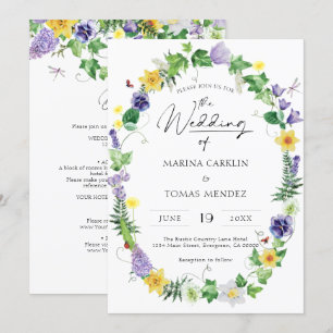 All in One   Rustic Wildflower Wedding Invitation