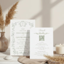 All in One Sage Green French Floral w QR Wedding