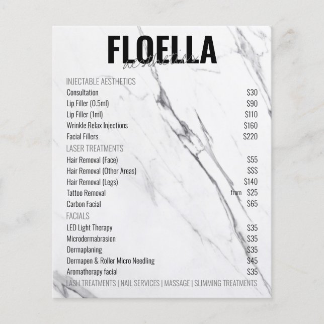 All in One Salon Services Price List QR Booking Flyer (Front)