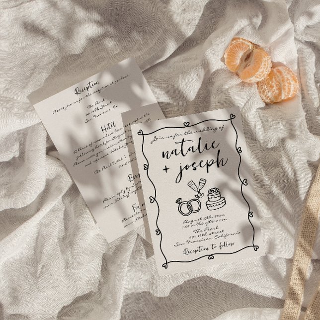 All In One Scribble Hand Drawn Written Wedding  Invitation (Creator Uploaded)