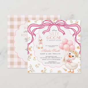 All in One Silly Goose Gingham Bow Baby Shower Invitation