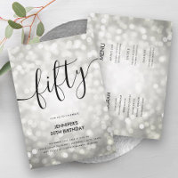 All In One Silver Glitter Lights 50th Birthday