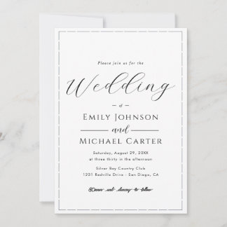 All-In-One Simple Classic Black & White Wedding In Invitation