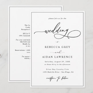 All-In-One Simple Classic Black & White Wedding In Invitation
