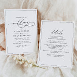 All-In-One Simple Classic Black & White Wedding Invitation<br><div class="desc">This elegant Wedding Invitation features a sweeping script calligraphy text paired with a classy serif & modern sans font in black,  and frosted sage green back with a floral line art pattern & a customisable monogram. Matching items available.</div>