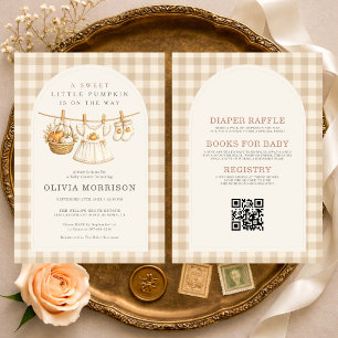 All in One Sweet Pumpkin Gingham Girl Baby Shower Invitation
