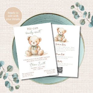 All in One Teddy Bear Baby Shower Invitation