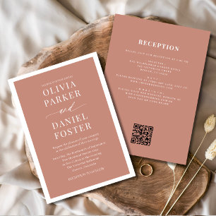 All in One Terracotta Boho QR Code Wedding Invitation