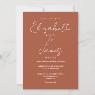 All In One Terracotta Minimalist Elegant Wedding Invitation