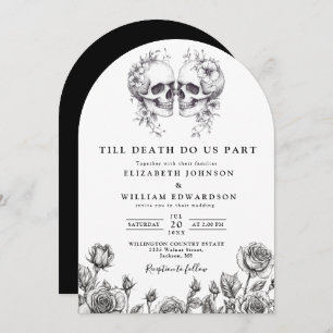 All In One Till Death Gothic Skull QR Code Wedding Invitation