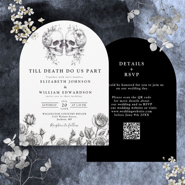 All In One Till Death Gothic Skull QR Code Wedding Invitation (All In One Till Death Gothic Skull QR Code Wedding Invitation)