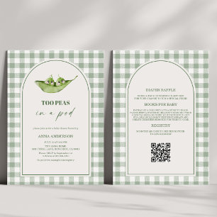 All in One Two Peas in a Pod Gingham Baby Shower Invitation