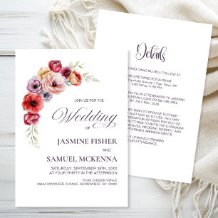 All in One Vibrant Colourful Flowers Wedding Invitation