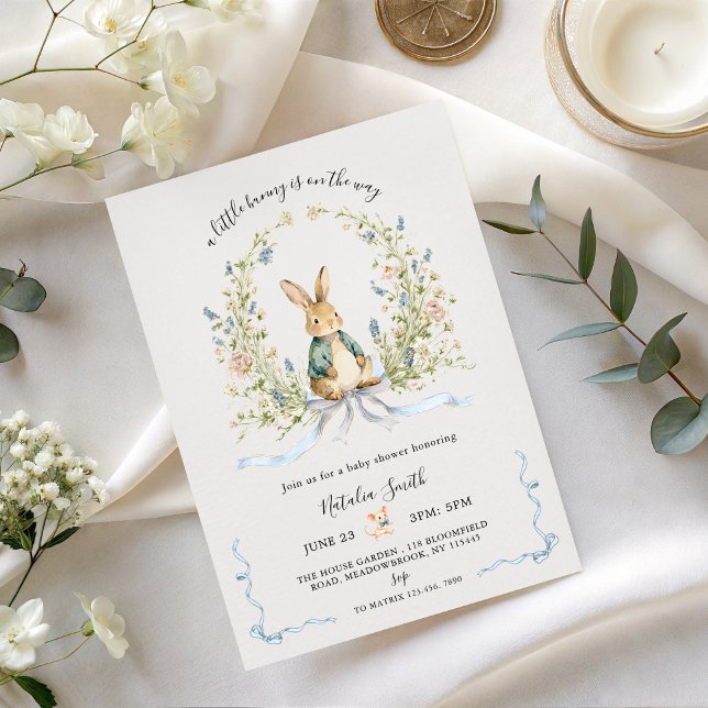 All in One Watercolor Bunny Rabbit Baby Shower Invitation (Creator Uploaded)