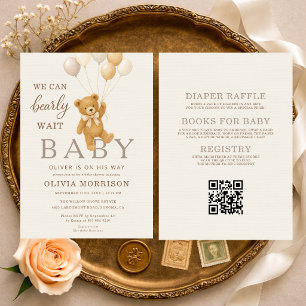 All in One We Can Bearly Wait Neutral Baby Shower Invitation