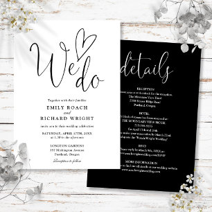 All In One We Do Heart Black And White Wedding Invitation