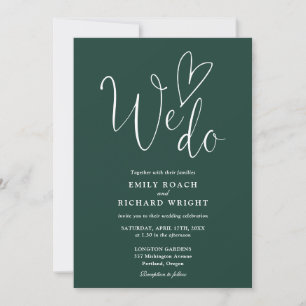 All In One We Do Heart Emerald Green Wedding Invitation