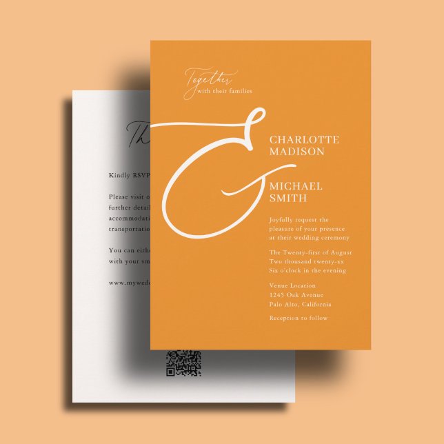 All In One Wedding Bold Ampersand Orange Invitation (Creator Uploaded)