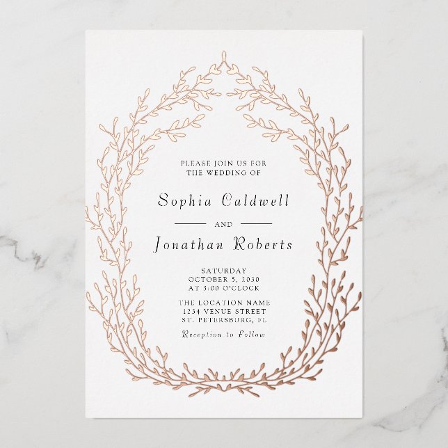 All in One Wedding Botanical Wreath Rose Gold (Front)