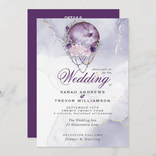 All in One Wedding Celestial Full Moon Amethyst  I Invitation