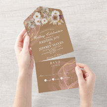 All in One Wedding Floral Rustic Invitation