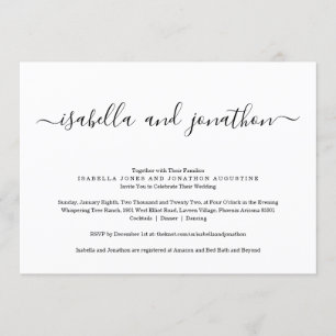 All in One Wedding Invitation with RSVP & Registry