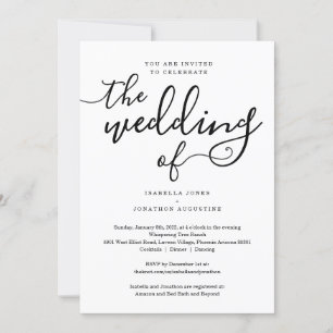 All in One Wedding Invitation with RSVP & Registry