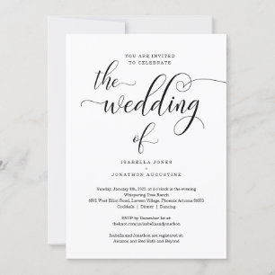 All in One Wedding Invitation with RSVP & Registry