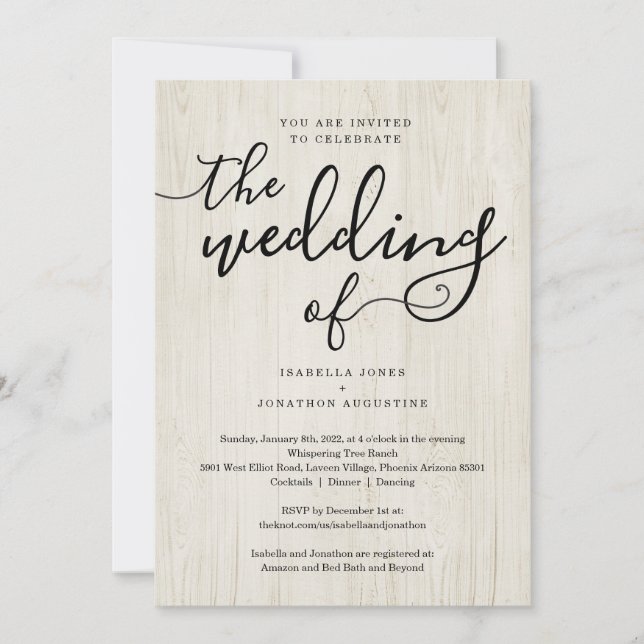 All in One Wedding Invitation with RSVP & Registry (Front)
