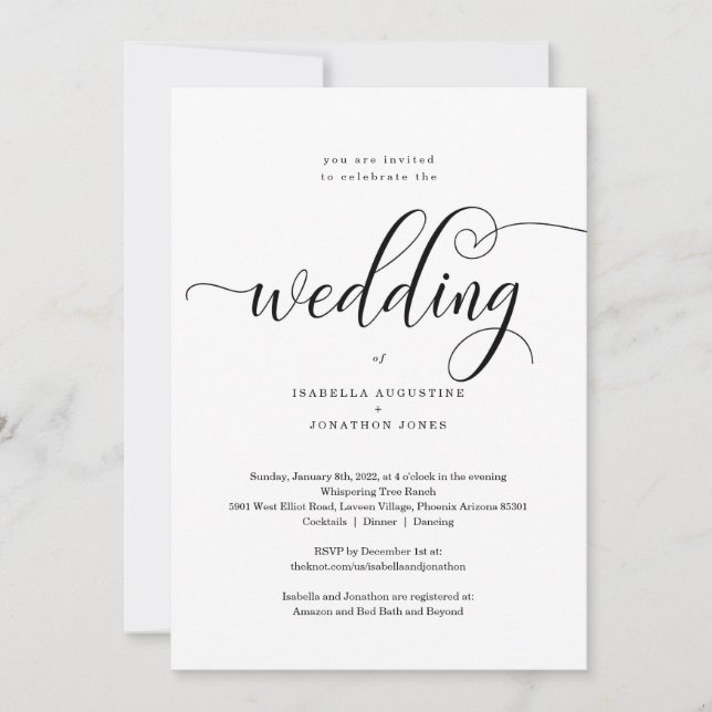 All in One Wedding Invitation with RSVP & Registry (Front)