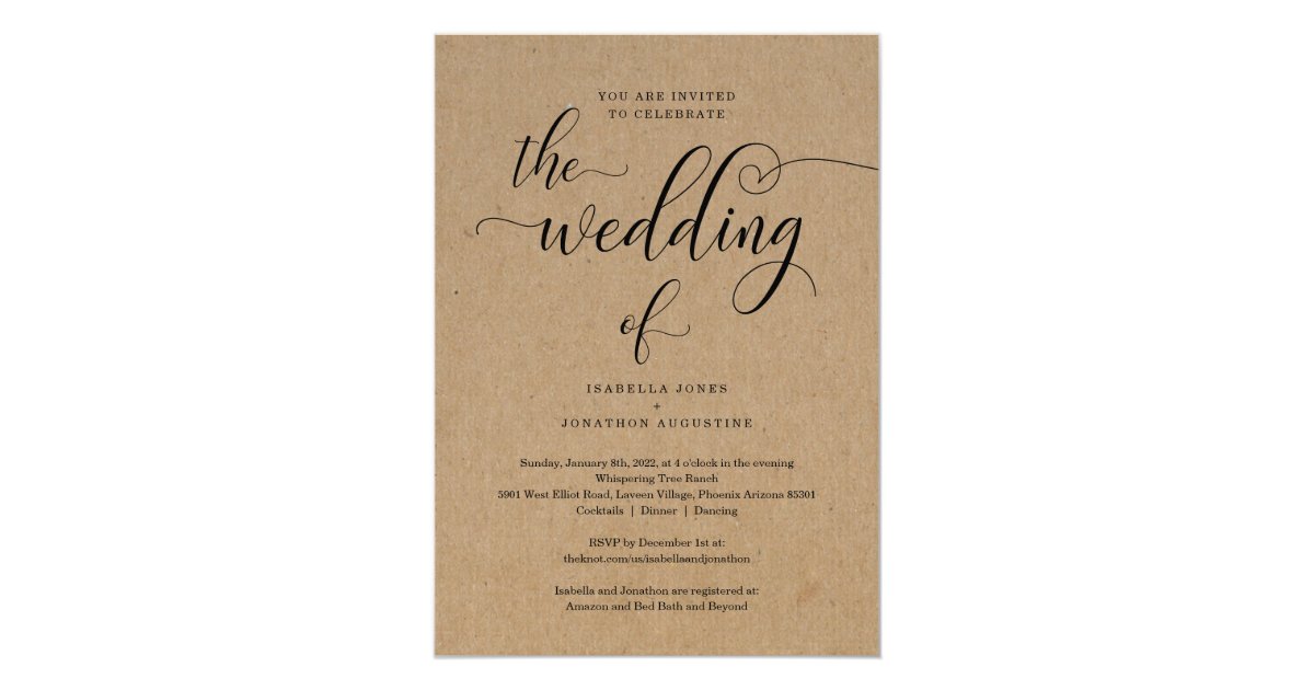 All in One Wedding Invitation with RSVP & Registry | Zazzle.co.uk
