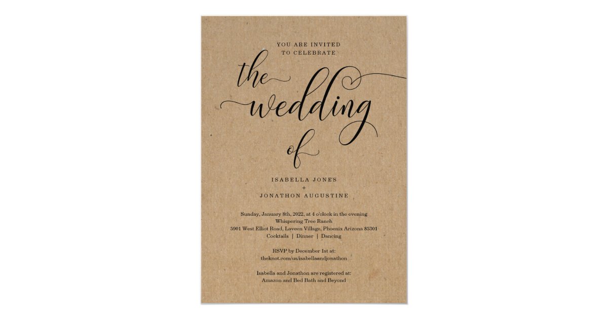 All in One Wedding Invitation with RSVP & Registry | Zazzle.co.uk