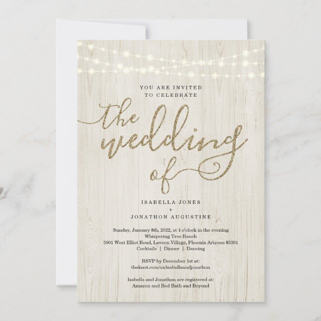 All in One Wedding Invitation with RSVP & Registry (Front)