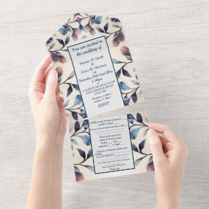 All in One Wedding Invite - Lilac Foliage Floral 