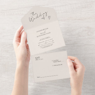 All in One Wedding Invite Minimalist Modern.