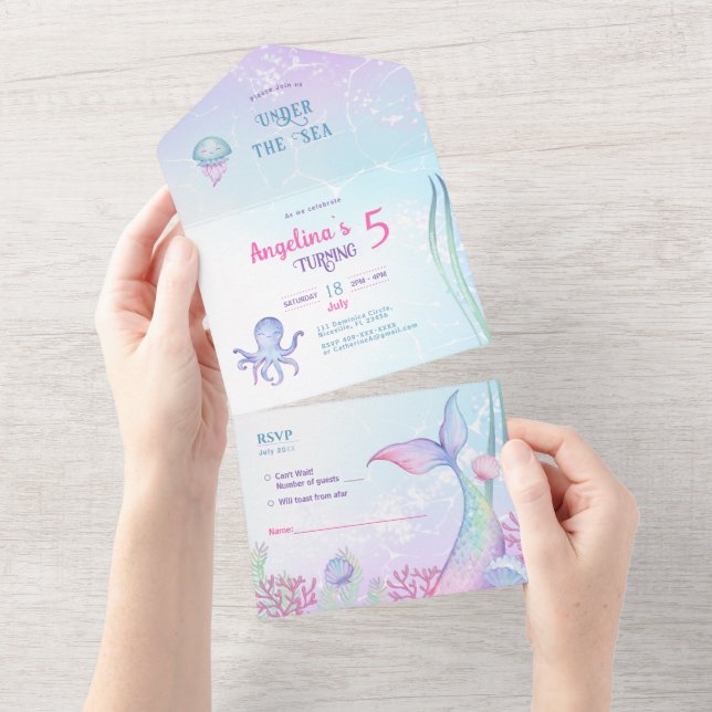 All in One Wedding Invite Nautical themed birthday (Tearaway)