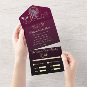 All in One Wedding Invite para boda con brillo