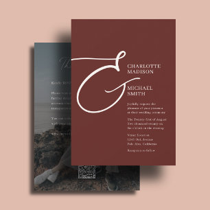 All In One Wedding Photo Ampersand Fall Burgundy Invitation